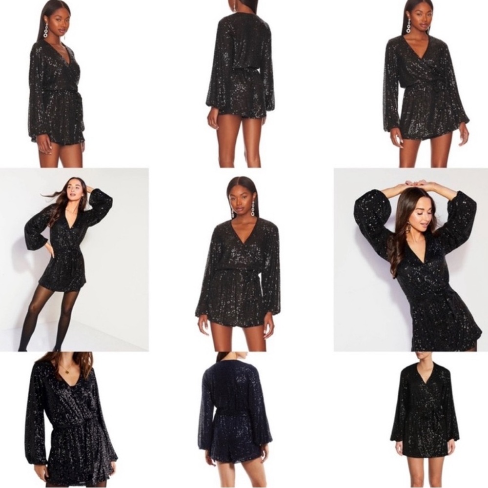 NWT FREE PROPLE christa sequined romper in black size small - Picture 8 of 16